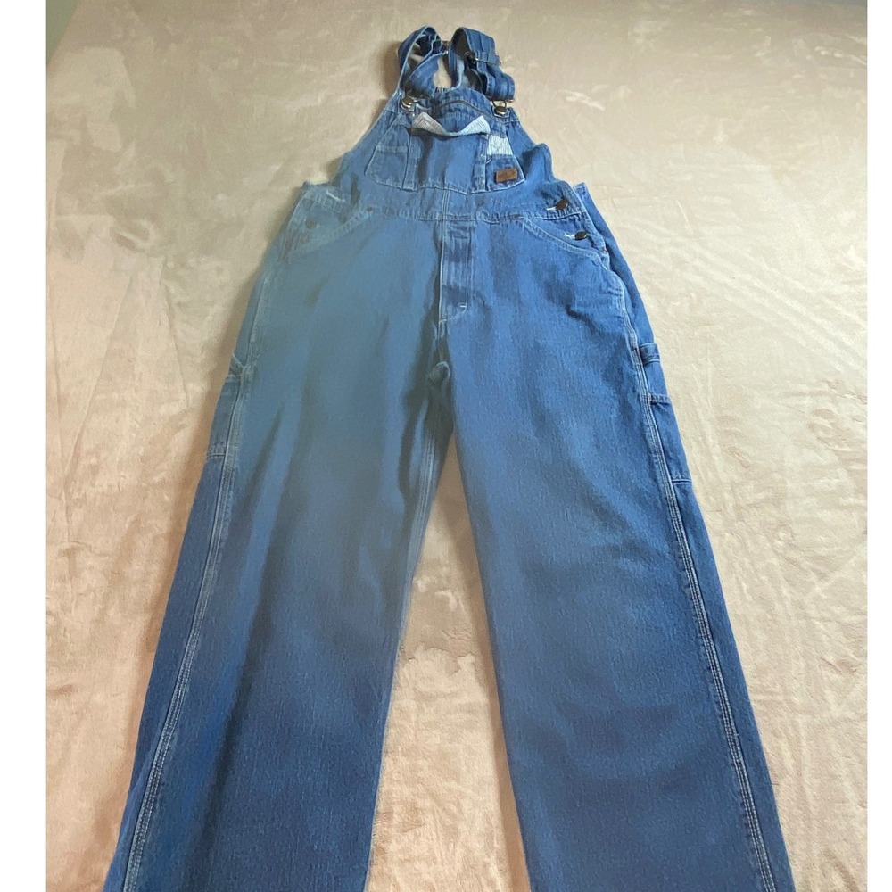 Berne Apparel Mens Blue Denim Bib Overalls Carpenter Workwear 36x32 Gorpcore
